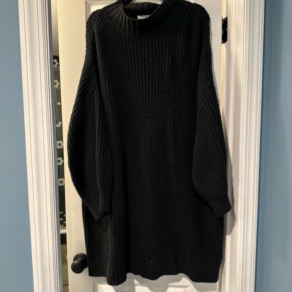 Cozy Black Knit Sweater Dress